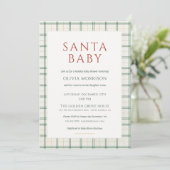 Invitation All in One Preppy Plaid Santa Baby Shower (Debout devant)