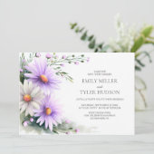 Invitation All in One Purple and White Daisies Wedding (Debout devant)