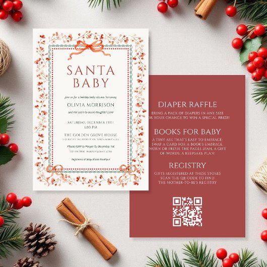 Invitation All in One QR Code Santa Baby Baby Shower