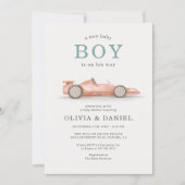 Invitation All in One Race Car Couples Baby Shower (Devant)