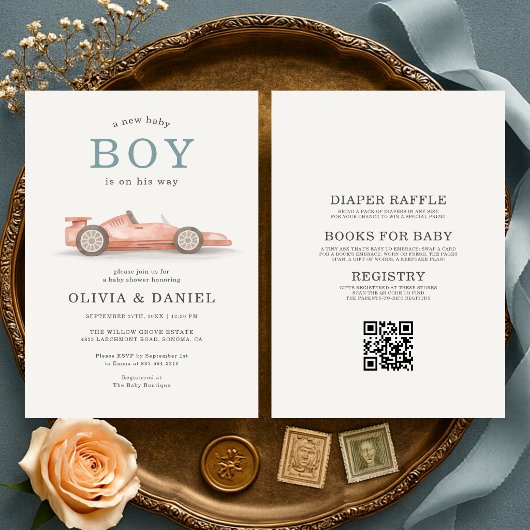 Invitation All in One Race Car Couples Baby Shower