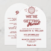Invitation All In One Red Retro Disco Mariage Super (Devant / Derrière)