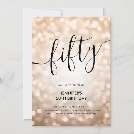 Invitation All In One Rose Gold Parties scintillant Lumières  (Devant)