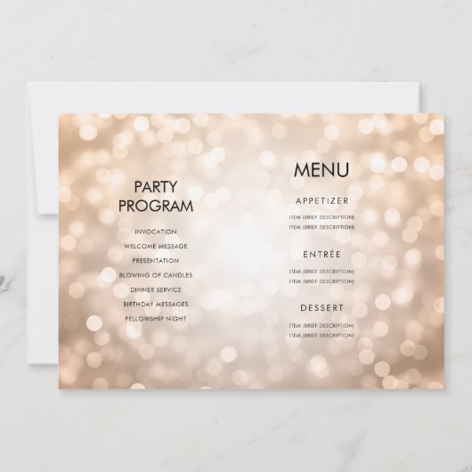 Invitation All In One Rose Gold Parties scintillant Lumières  (Dos)