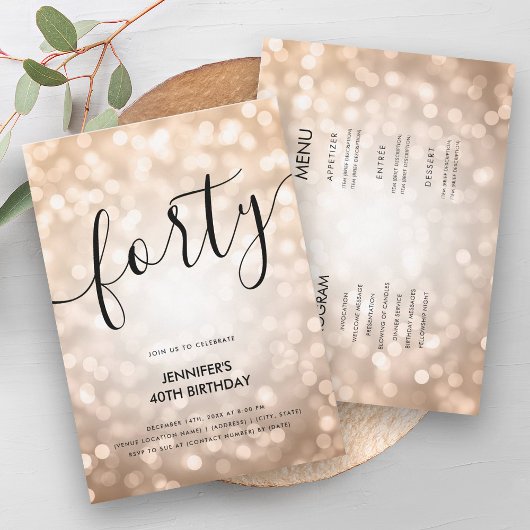 Invitation All In One Rose Gold Parties scintillant Lumières