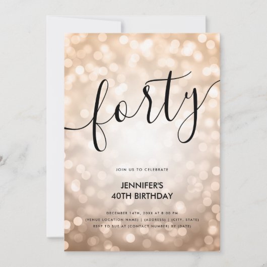 Invitation All In One Rose Gold Parties scintillant Lumières  (Devant)