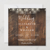 Invitation All In One Rustic Barn Wood String Lights Wedding (Devant)