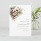 Invitation All in One Rustic Pink and Orange Floral Wedding (Debout devant)