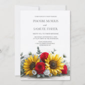 Invitation All in One Rustic Sunflower and Red Rose Wedding (Devant)