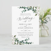 Invitation All-In-One Rustic Watercolor Greenery QR Wedding (Debout devant)