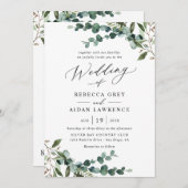 Invitation All-In-One Rustic Watercolor Greenery Wedding (Devant / Derrière)