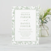 Invitation All in One Sage Green French Floral Toile (Debout devant)