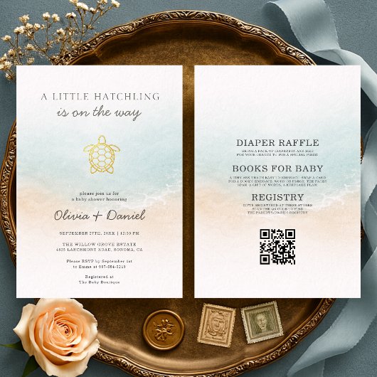 Invitation All in One Sea Turtle Couples Baby Shower 