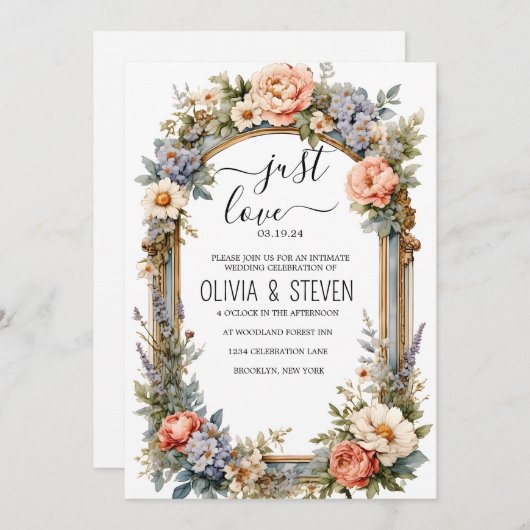 Invitation All-In-One Simple Classic White Wedding (Devant / Derrière)