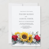Invitation All in One Sunflowers and Roses Wedding (Devant)