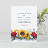 Invitation All in One Sunflowers and Roses Wedding (Debout devant)
