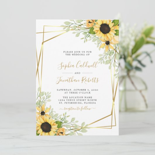 Invitation All in One Sunflowers Mariage or verdure (Debout devant)