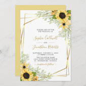 Invitation All in One Sunflowers Mariage or verdure (Devant / Derrière)