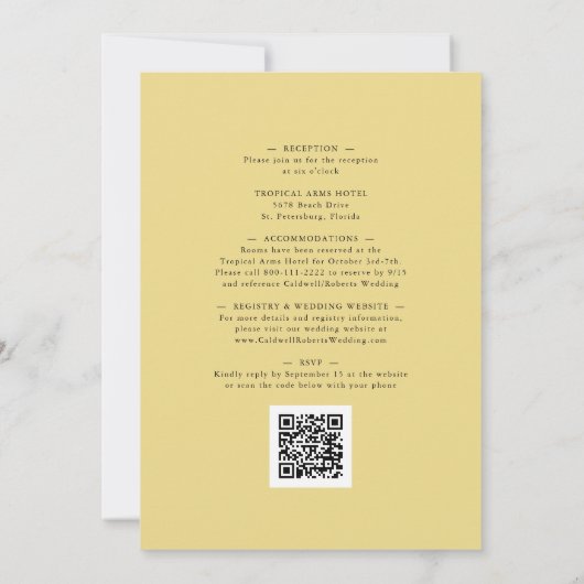 Invitation All in One Sunflowers Mariage or verdure (Dos)