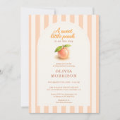 Invitation All in One Sweet Little Peach Stripes Baby Shower (Devant)