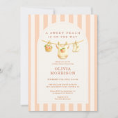 Invitation All in One Sweet Peach Stripes Baby Shower (Devant)