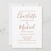 Invitation All In One Terracotta Chic Script Photo Mariage (Devant)