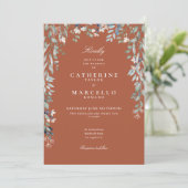Invitation All In One Terracotta Fleur sauvage Floral Mariage (Debout devant)