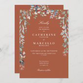 Invitation All In One Terracotta Fleur sauvage Floral Mariage (Devant / Derrière)