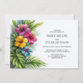 Invitation All in One Tropical Flowers Greenery Wedding (Devant)