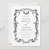 Invitation All In One Victorian Français Balck Code QR Mariag (Devant)