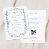 Invitation All In One Victorian Français QR Code Mariage