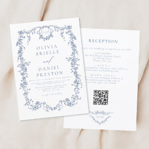 Invitation All In One Victorian Français QR Code Mariage