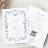Invitation All In One Victorian Français QR Code Mariage