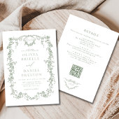 Invitation All In One Victorian Sage Green QR Code Mariage