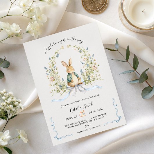 Invitation All in One Watercolor Bunny Rabbit Baby Shower