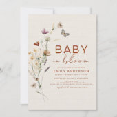 Invitation All in One Wildflower Baby in Bloom Faux Linen (Devant)