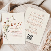 Invitation All in One Wildflower Baby in Bloom Faux Linen