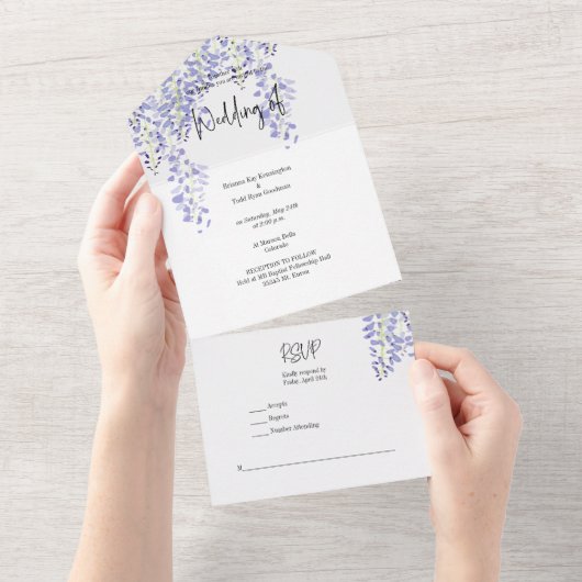 Invitation All in One Wisteria Watercolor (Déchirure)