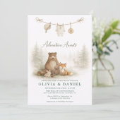 Invitation All in One Woodland Animals Couples Baby Shower (Debout devant)