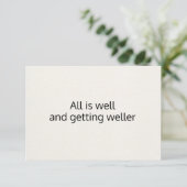 Invitation All is Well Black White Basic Affirmation Card (Debout devant)
