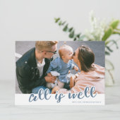 Invitation All is Well Script Overlay Photo Holiday Card (Debout devant)