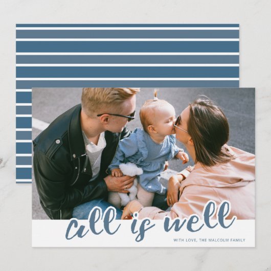 Invitation All is Well Script Overlay Photo Holiday Card (Devant / Derrière)