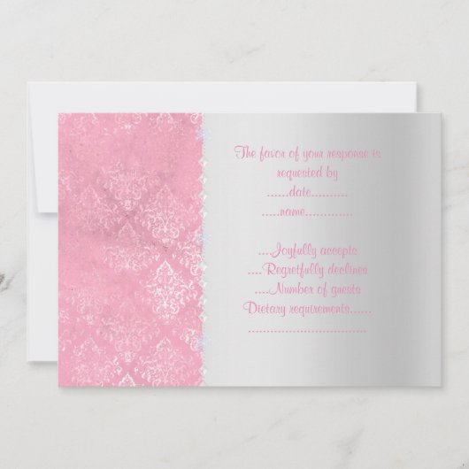 Invitation All Occassion Pink Silver couple de danse rsvp (Devant)