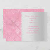 Invitation All Occassion Pink Silver couple de danse rsvp (Devant / Derrière)