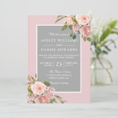 Invitation All Seasons Rose Rose Or Mariage Floral Inviter (Debout devant)