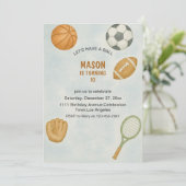 Invitation All Sports Let's Have a Ball Modern Boy Birthday  (Debout devant)