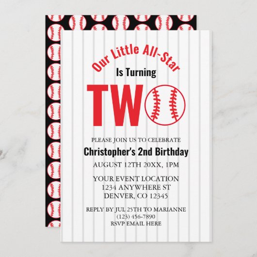 Invitation All-Star Baseball 2e anniversaire (Devant / Derrière)