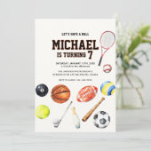 Invitation All Star Sports Balls Team Kid Boy Birthday  (Debout devant)