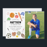 Invitation All Star Sports Balls Team Kid Boy Photo Anniversa<br><div class="desc">Anniversaire de enfant de l'équipe des balles de sport All Star</div>