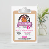 Invitation All Star Sports Party Rose Girls Anniversaire Invi (Debout devant)